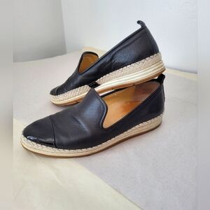 Paul Green Joaquin Espadrille Slip On Loafer Perforated Leather Black Women 6.5